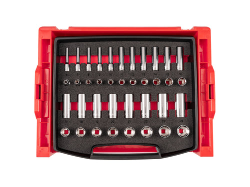 3/8 Inch Drive Shallow and Deep 6-Point Socket Set with Open Top Drawer and Rack, 38-Piece (6 - 24 mm)