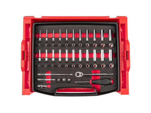 1/4 Inch Drive Shallow and Deep 6-Point and 12-Point Socket and Ratchet Set with Open Top Drawer and Rack, 52-Piece (5/32 - 9/16 in.)