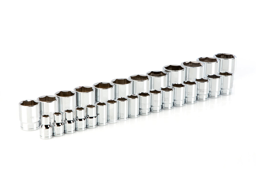 1/2 Inch Drive Shallow 6-Point Socket Set, 29-Piece (10 - 38 mm)