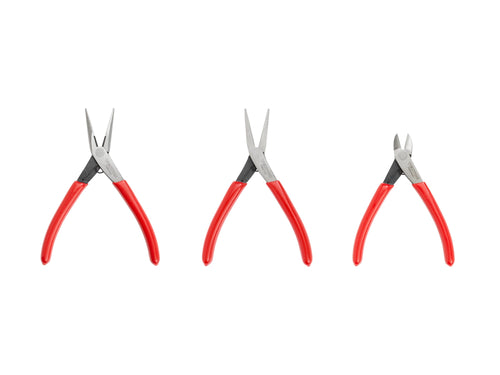 Mini Pliers Set, 3-Piece (Long Nose, Flat Nose, Cutting)