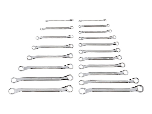45-Degree Offset Box End Wrench Set, 19-Piece (1/4 - 1-1/4 in., 6-32 mm)